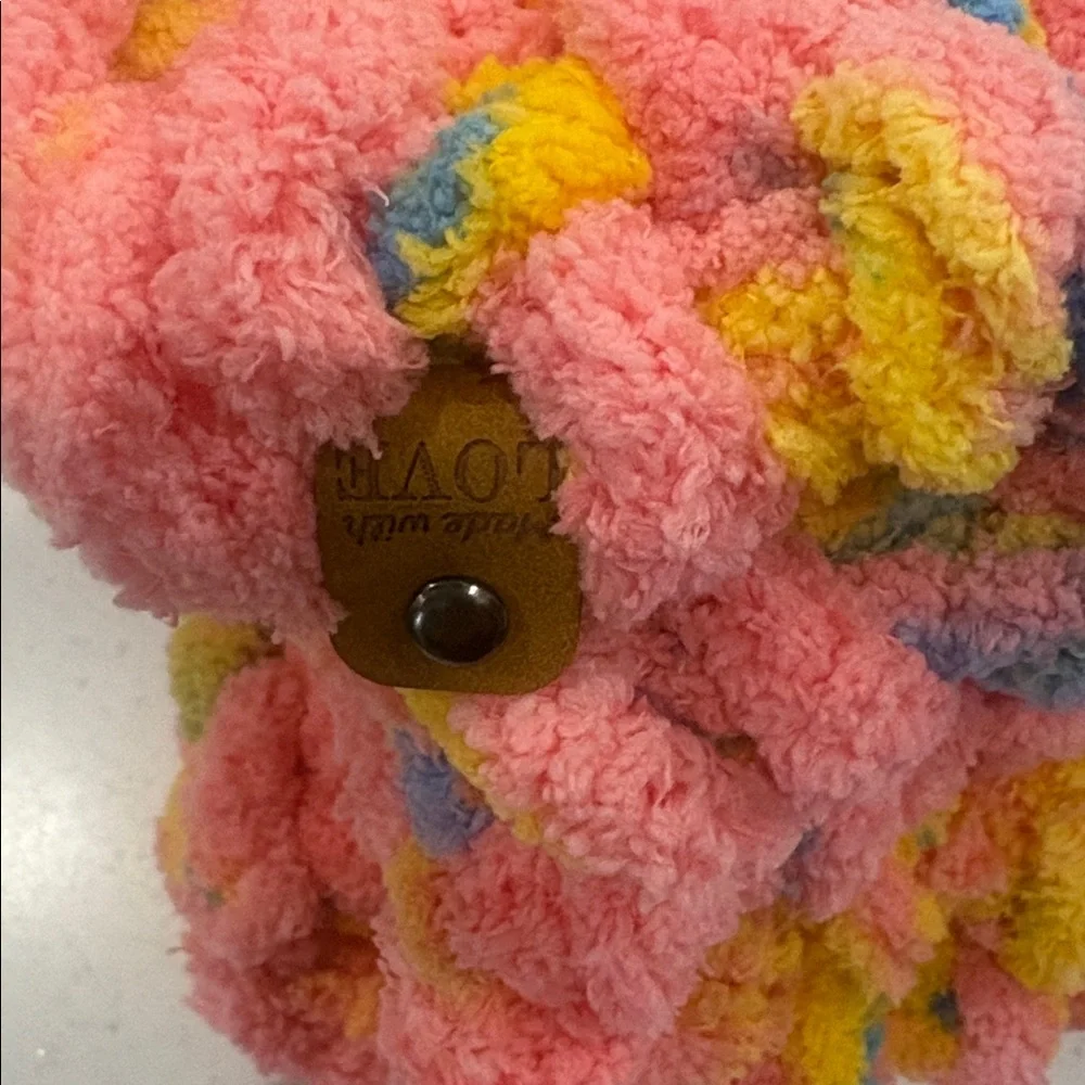 Newly Crafted “Confetti” Handmade Knit Linen-Stitch Chunky Blanket Throw 32x50